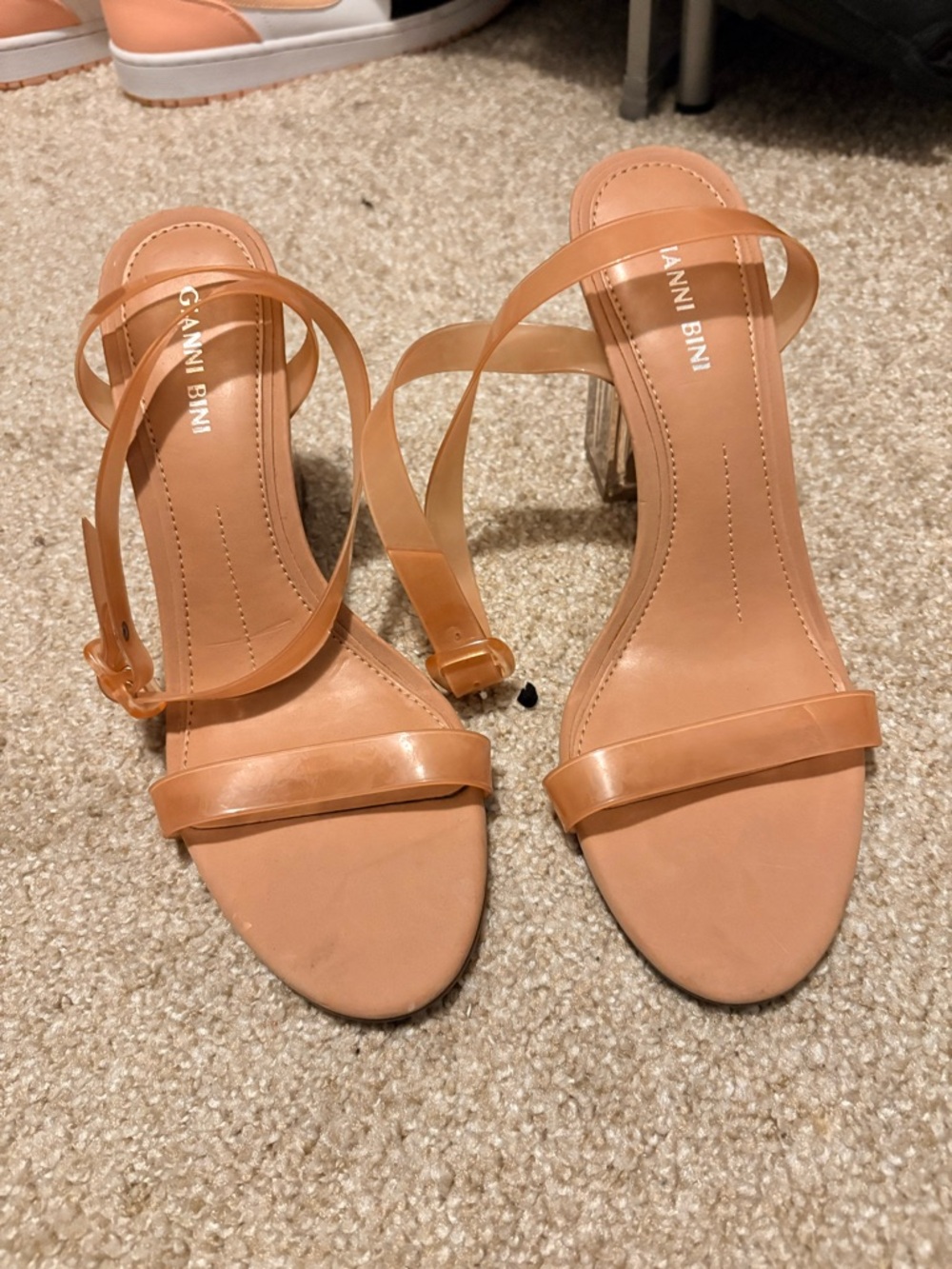 Gianni Bini Tan Strappy Block Heel Sandals